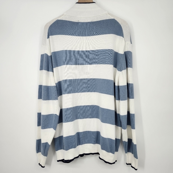 Blue Stripe Mens Full Zip Sweater Cardigan Size XXL‎ Frat Boy Prep Coastal - Picture 7 of 8